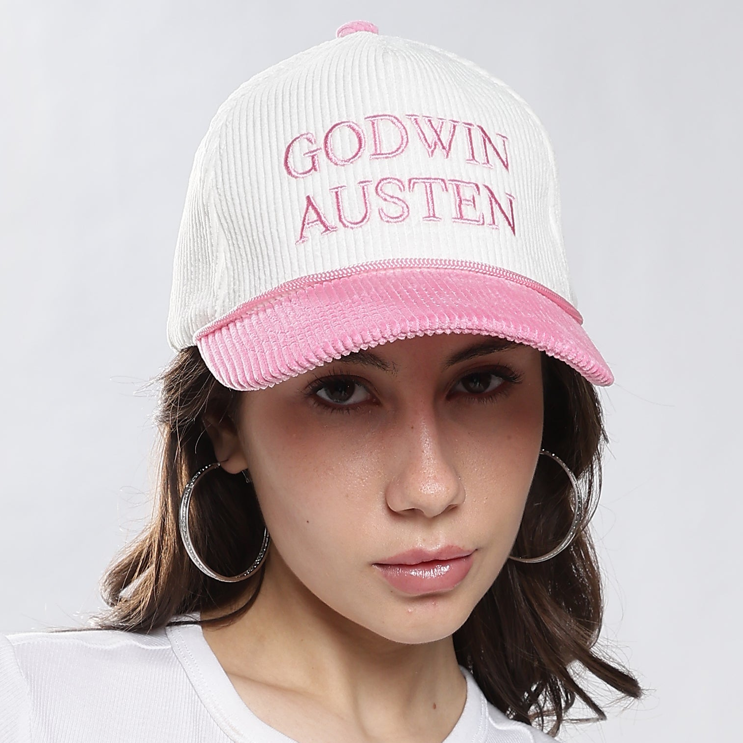 Godwin Austen White and Pink Corduroy hat