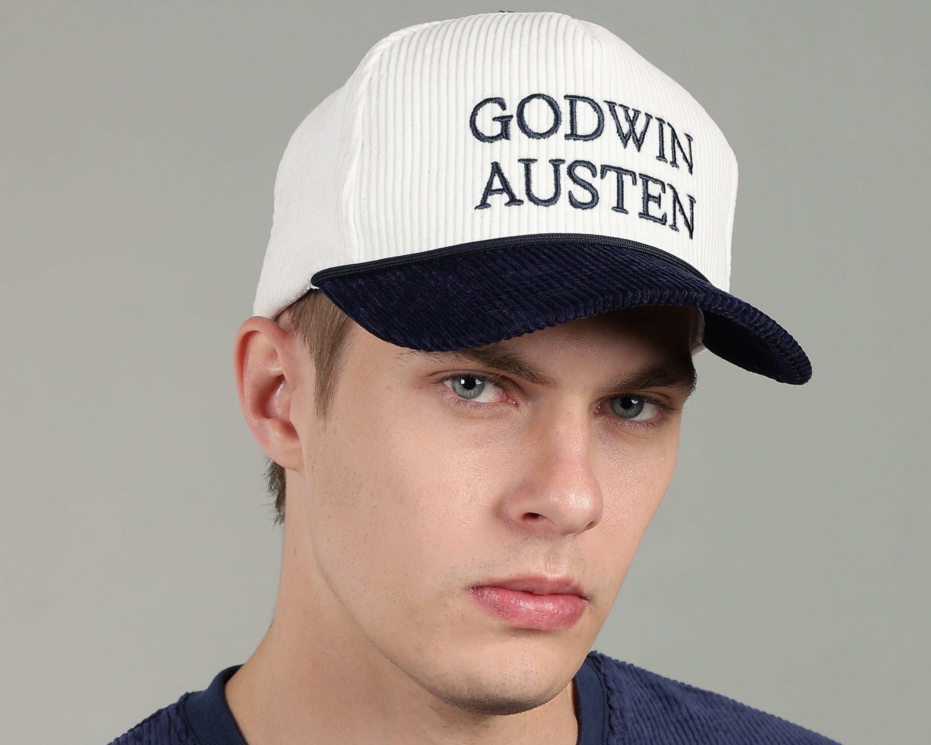 Godwin Austen White and Blue Corduroy Hat
